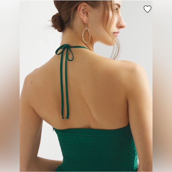 New White House Black Market Elegant Green Halter Strapless Tie Waist Dress - Picture 4 of 6